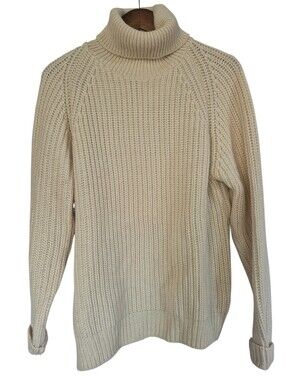 Aran Sweater Market Irish Merino Wool Knit Turtleneck Sweater Medium